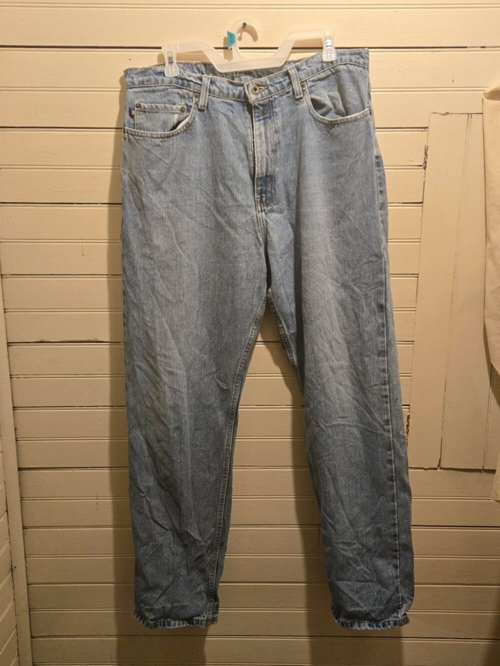 Polo Jeans Company Jeans Mens 36x32 Light Wash Classic Relaxed Leather Patch